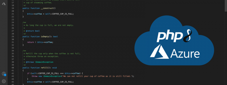 PHP code with PHP 8 on Azure cloud
